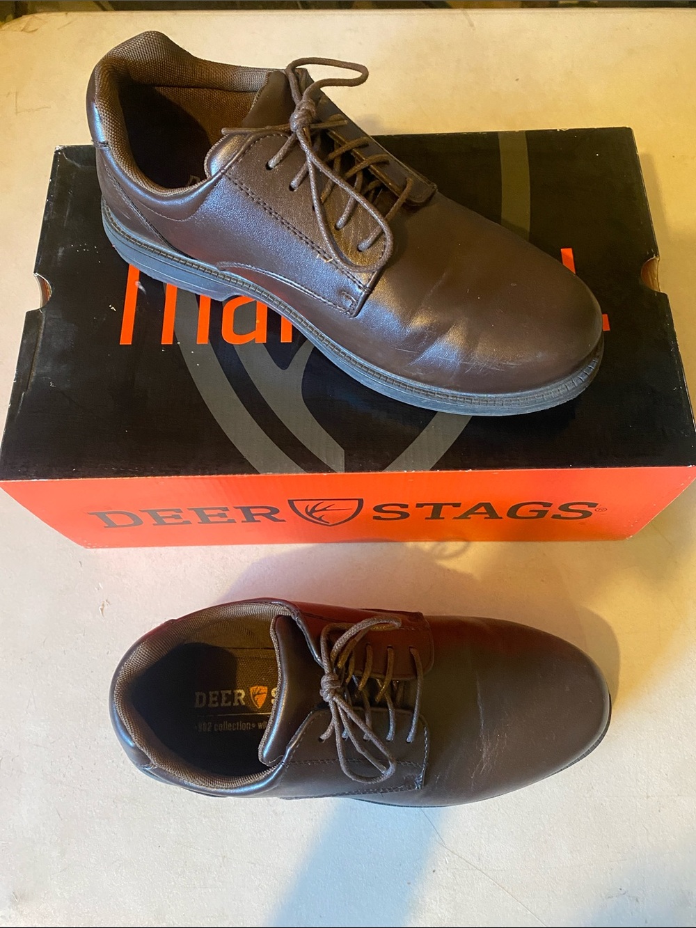 Deer Stags Men's Dark Brown Lace-Up Oxford Shoes 8W Work Fall